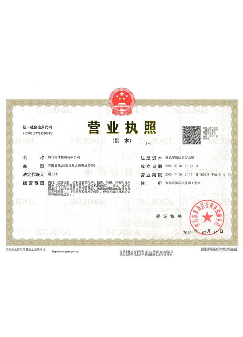 Original 2019 business license Original 2019 business license